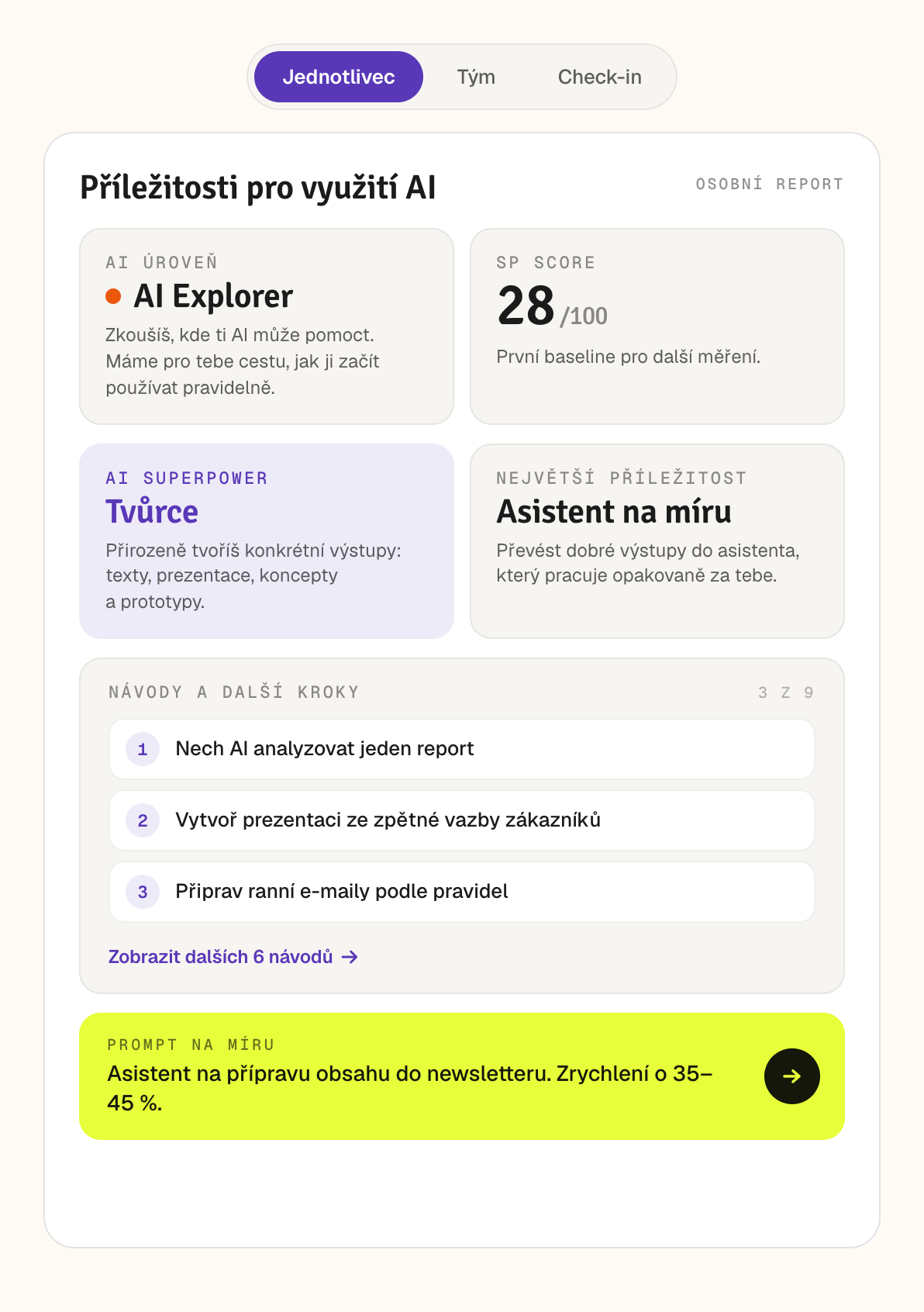 Osobní report jednotlivce